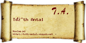 Tóth Antal névjegykártya